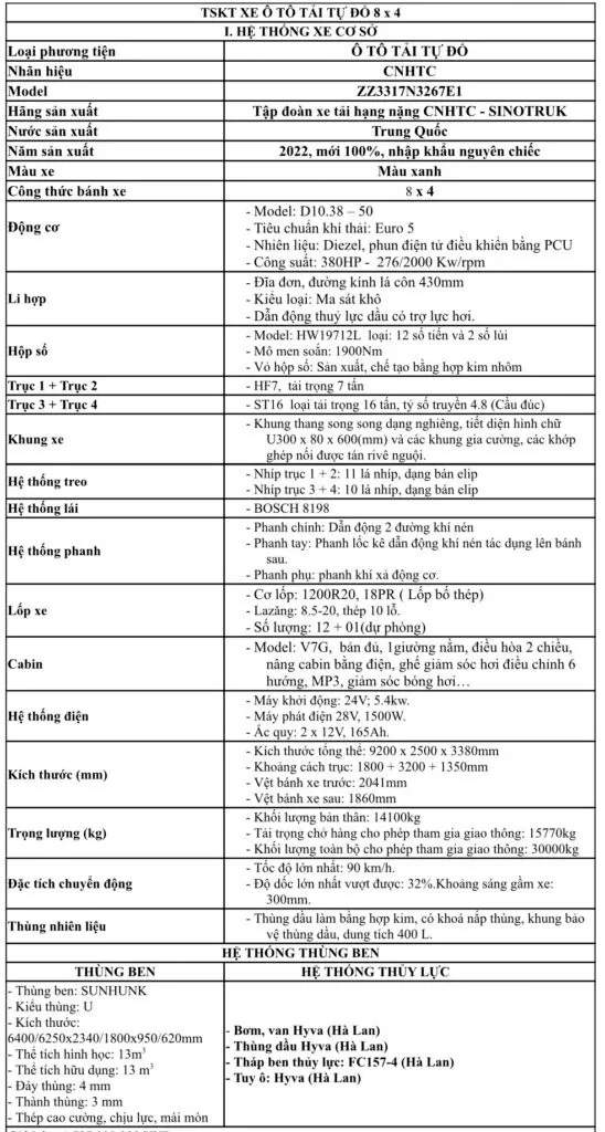 Th&ocirc;ng số kỹ thuật