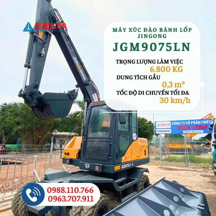 Máy xúc đào bánh lốp JINGONG JGM9075LN