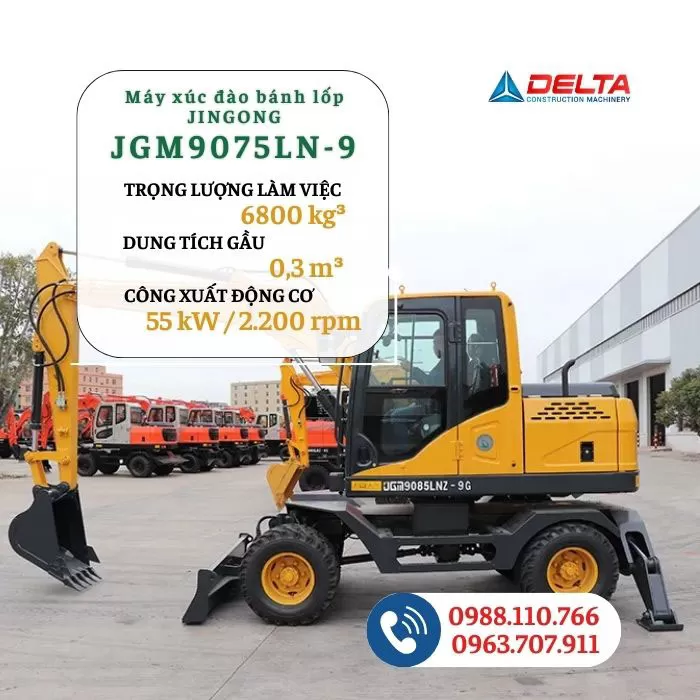 Máy xúc đào bánh lốp JINGONG JGM9075LN-9