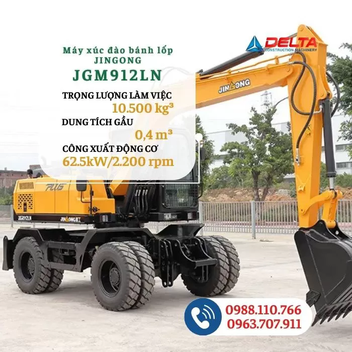 Máy xúc đào bánh lốp JINGONG JGM912LN