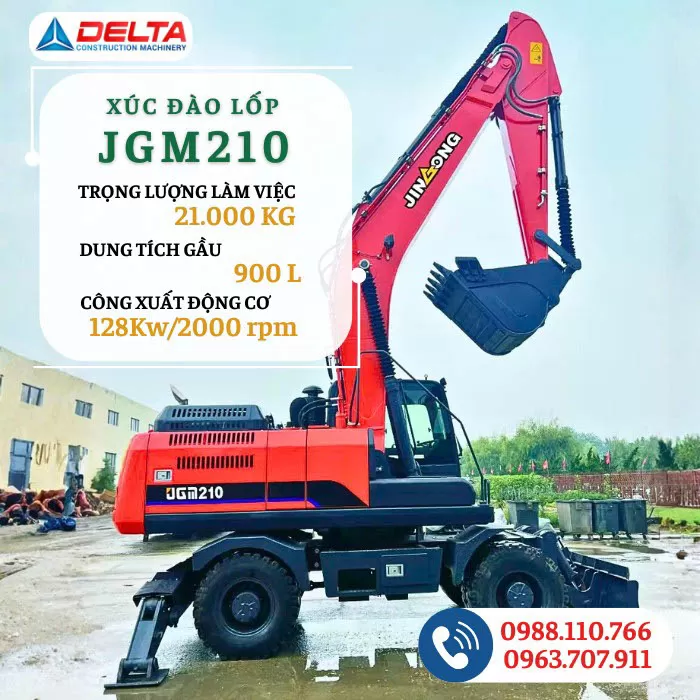 Xúc đào bánh lốp JINGONG JGM210