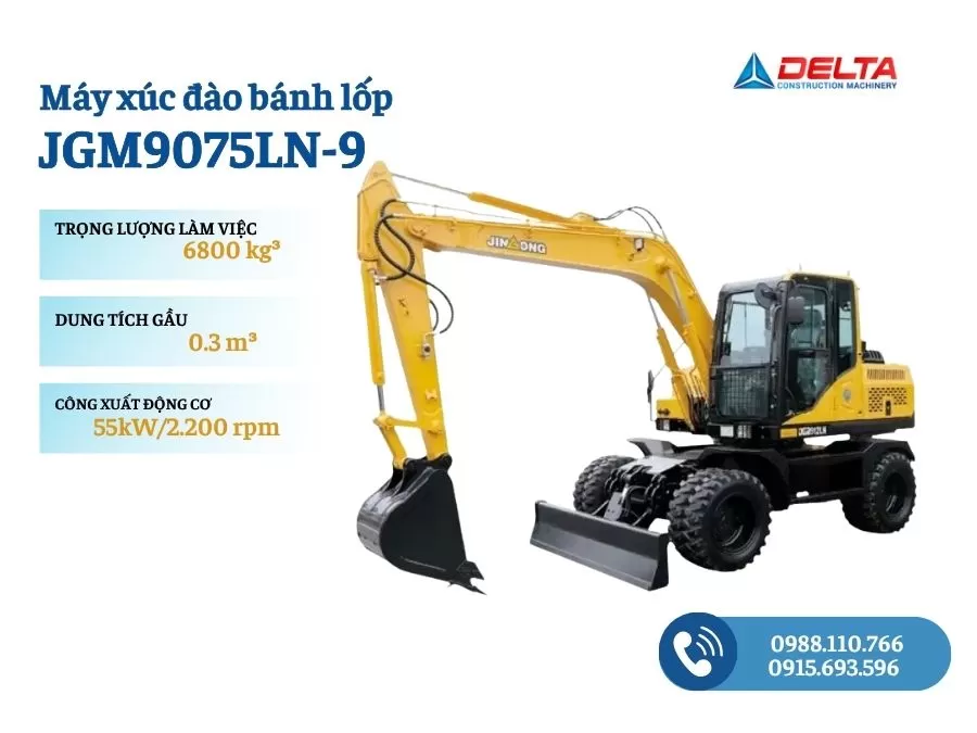 Máy xúc đào bánh lốp JINGONG JGM9075LN-9