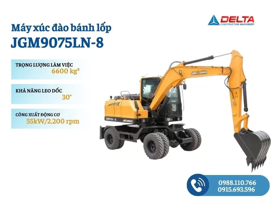 Máy xúc đào bánh lốp JINGONG JGM9075LN-8