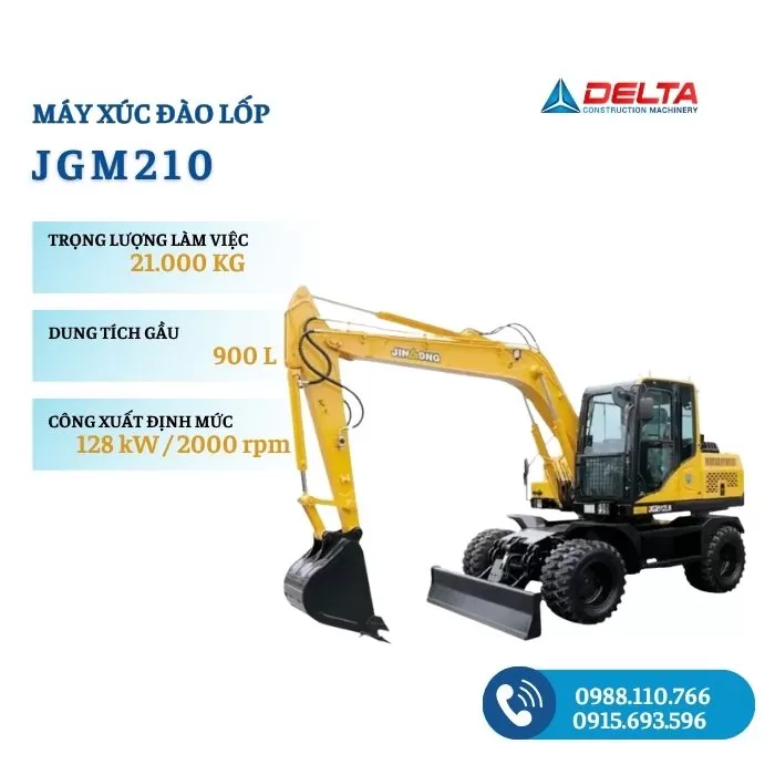 Xúc đào bánh lốp JINGONG JGM210