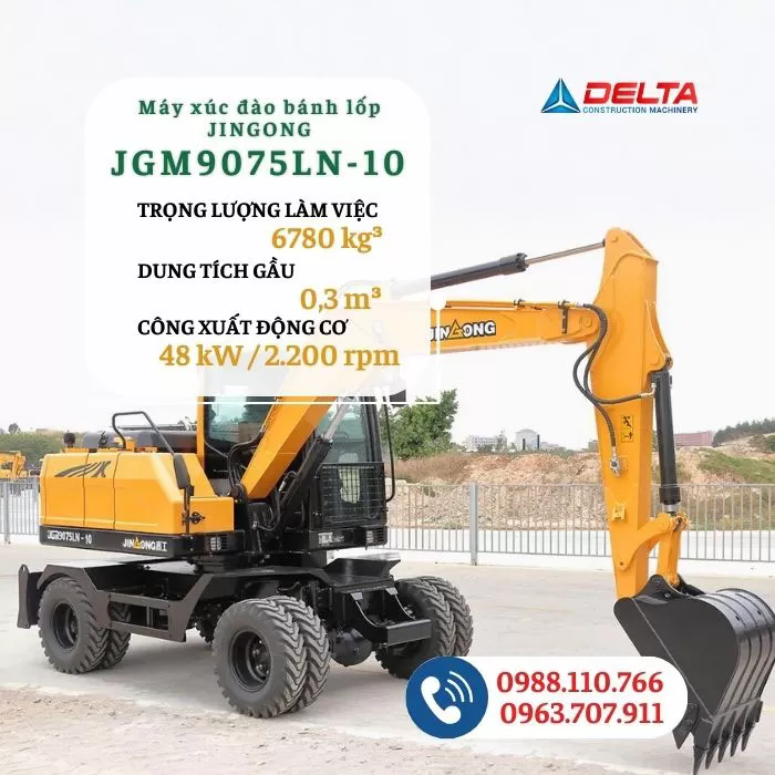 Máy xúc đào bánh lốp JINGONG JGM9075LN-10