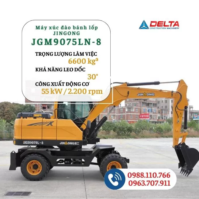 Máy xúc đào bánh lốp JINGONG JGM9075LN-8