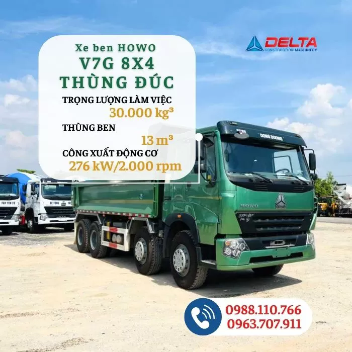 Xe ben HOWO V7G 8x4 thùng đúc