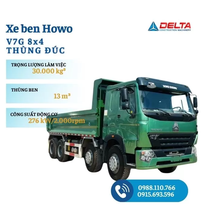 Xe ben HOWO V7G 8x4 thùng đúc