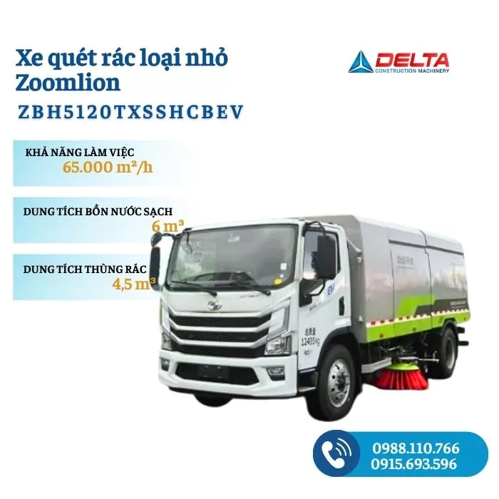 Xe quét rác loại nhỏ ZOOMLION ZBH5120TXSSHCBEV