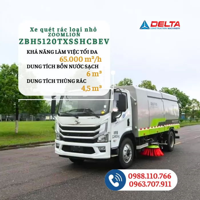 Xe quét rác loại nhỏ ZOOMLION ZBH5120TXSSHCBEV
