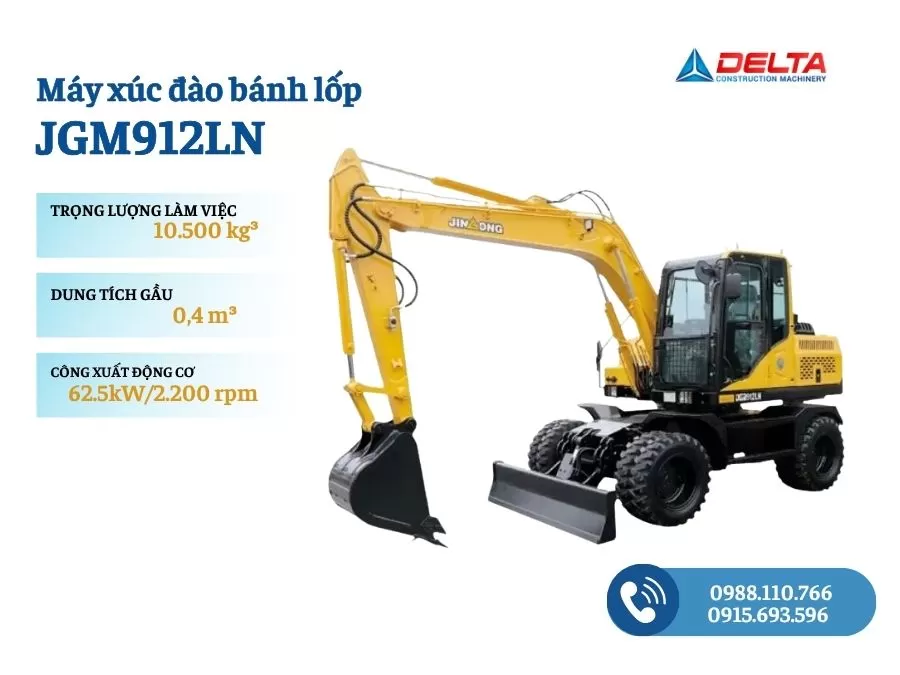 Máy xúc đào bánh lốp JINGONG JGM912LN